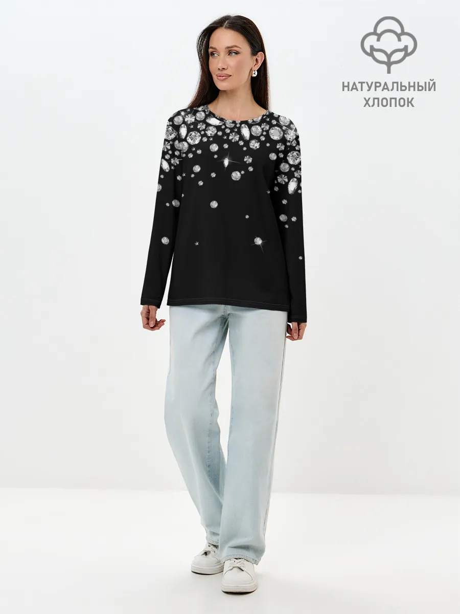 Лонгслив женский. Хлопок / Бриллианты