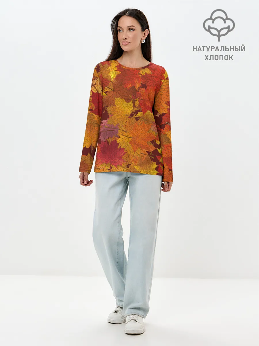 Лонгслив женский. Хлопок / Осенние листья