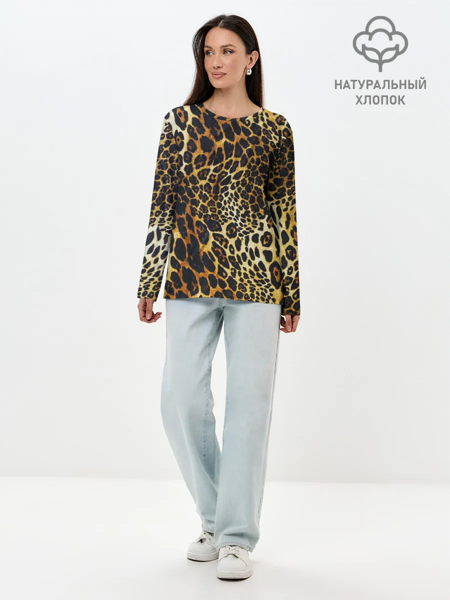 Лонгслив женский. Хлопок / Шкура леопарда