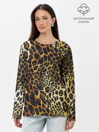 Лонгслив женский. Хлопок / Шкура леопарда
