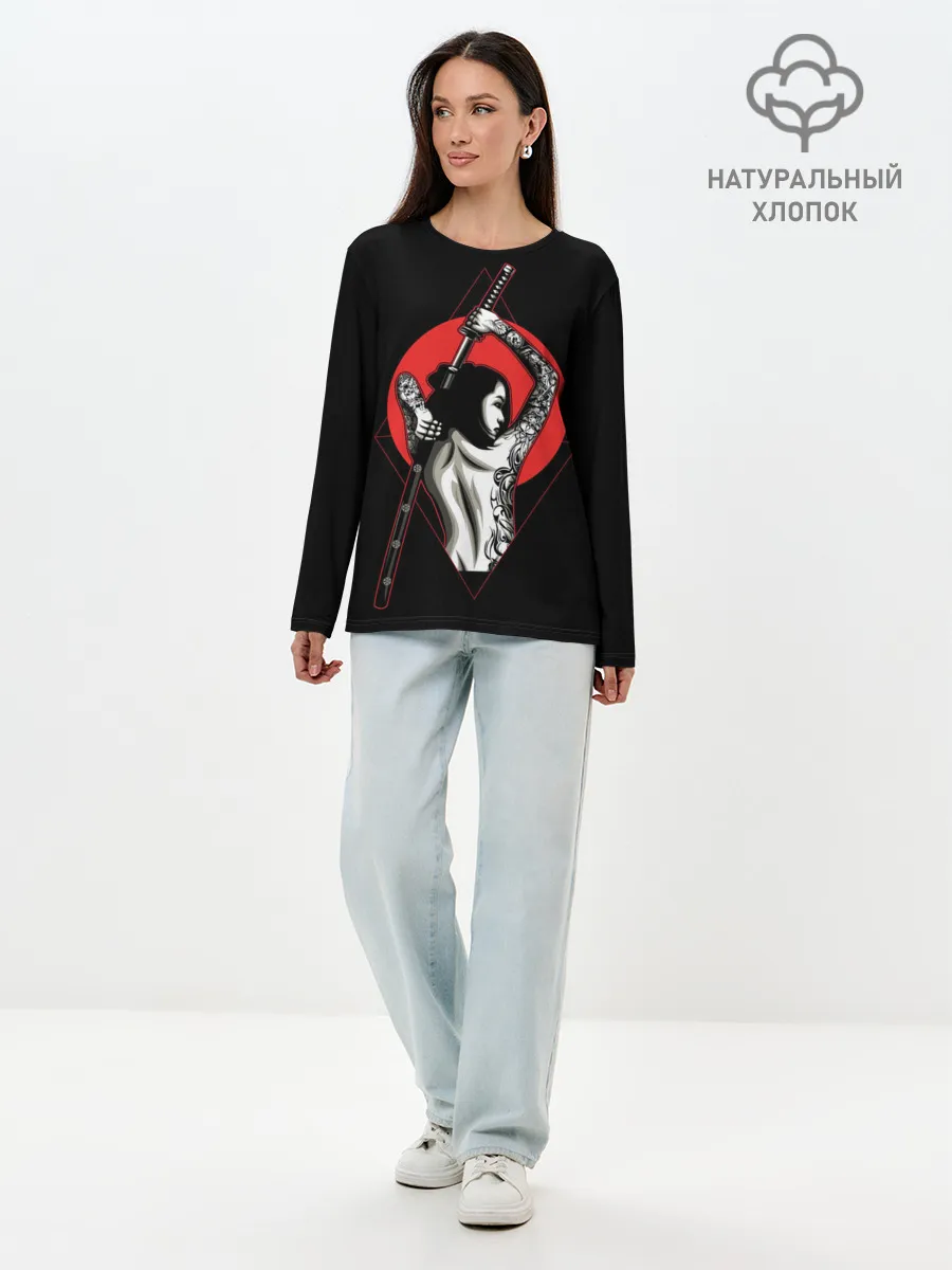 Лонгслив женский. Хлопок / Девушка с мечом