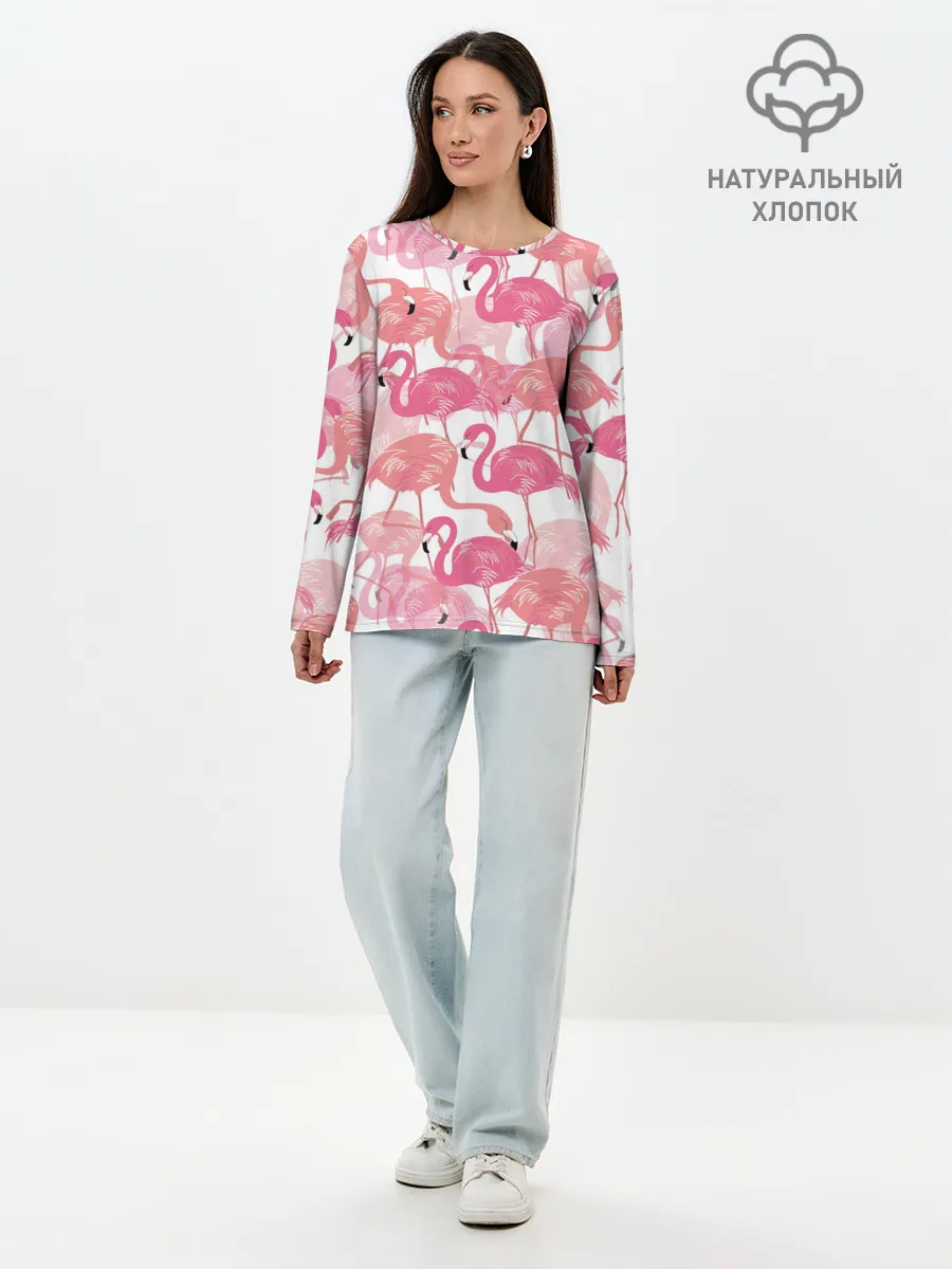 Лонгслив женский. Хлопок / Фламинго