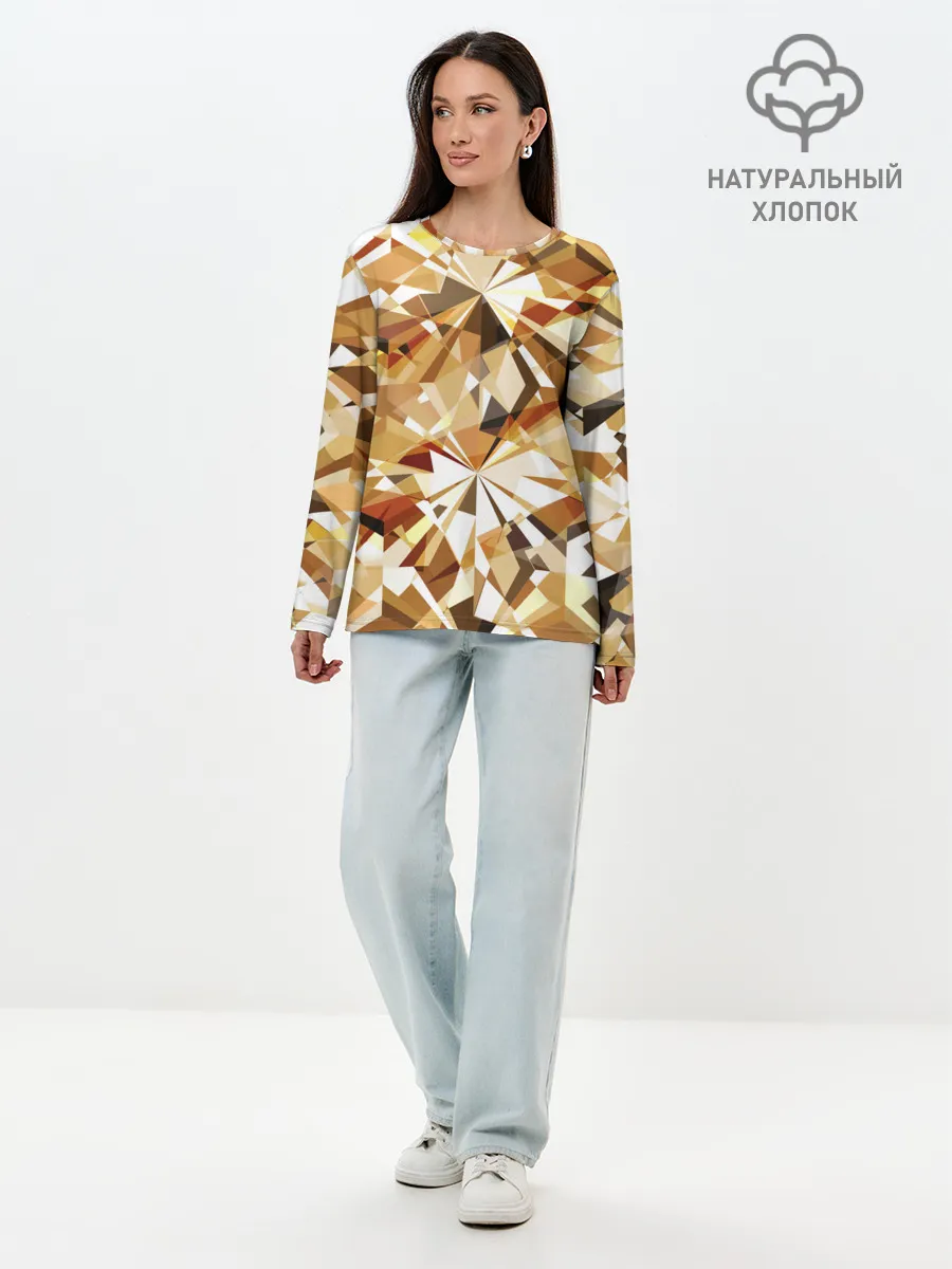 Лонгслив женский. Хлопок / Желтые бриллианты