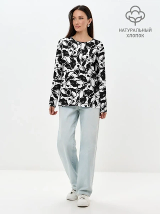 Лонгслив женский. Хлопок / Забавные собаки