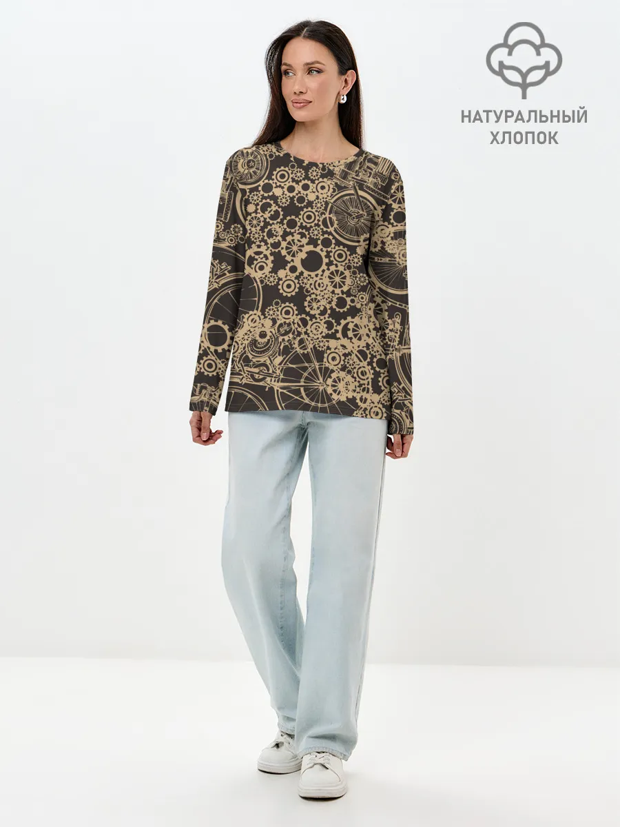 Лонгслив женский. Хлопок / Ретро велосипеды