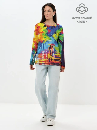 Лонгслив женский. Хлопок / Осенний бульвар