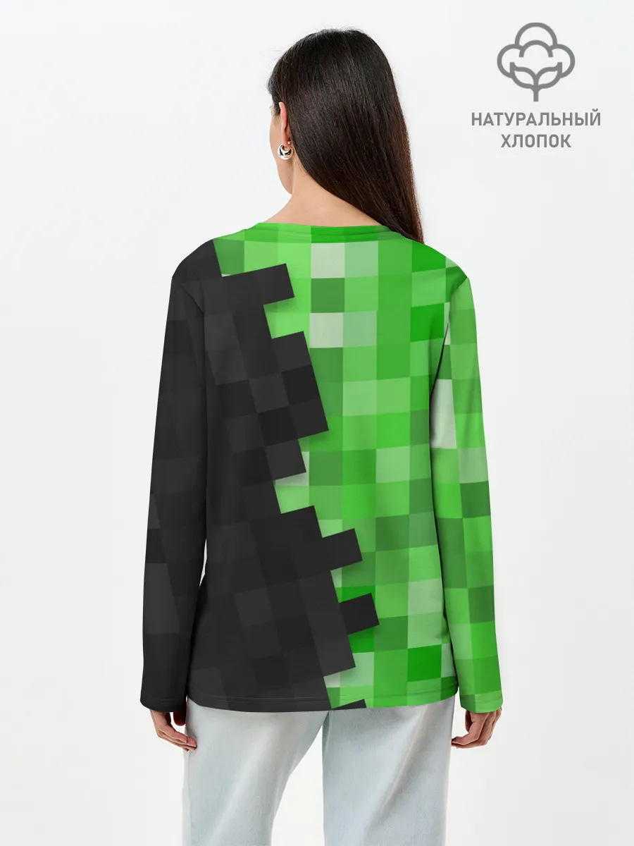 Лонгслив женский. Хлопок / Minecraft EARTH