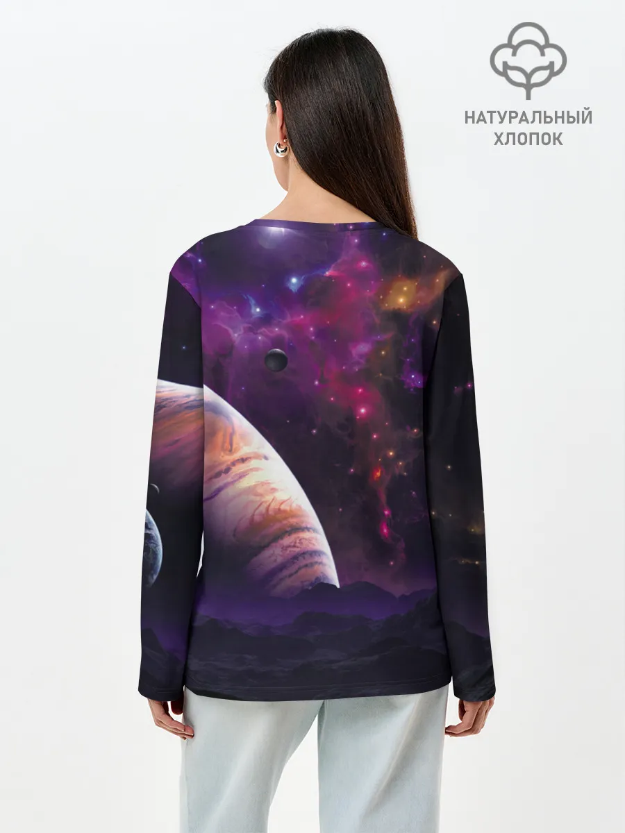 Лонгслив женский. Хлопок / Космос