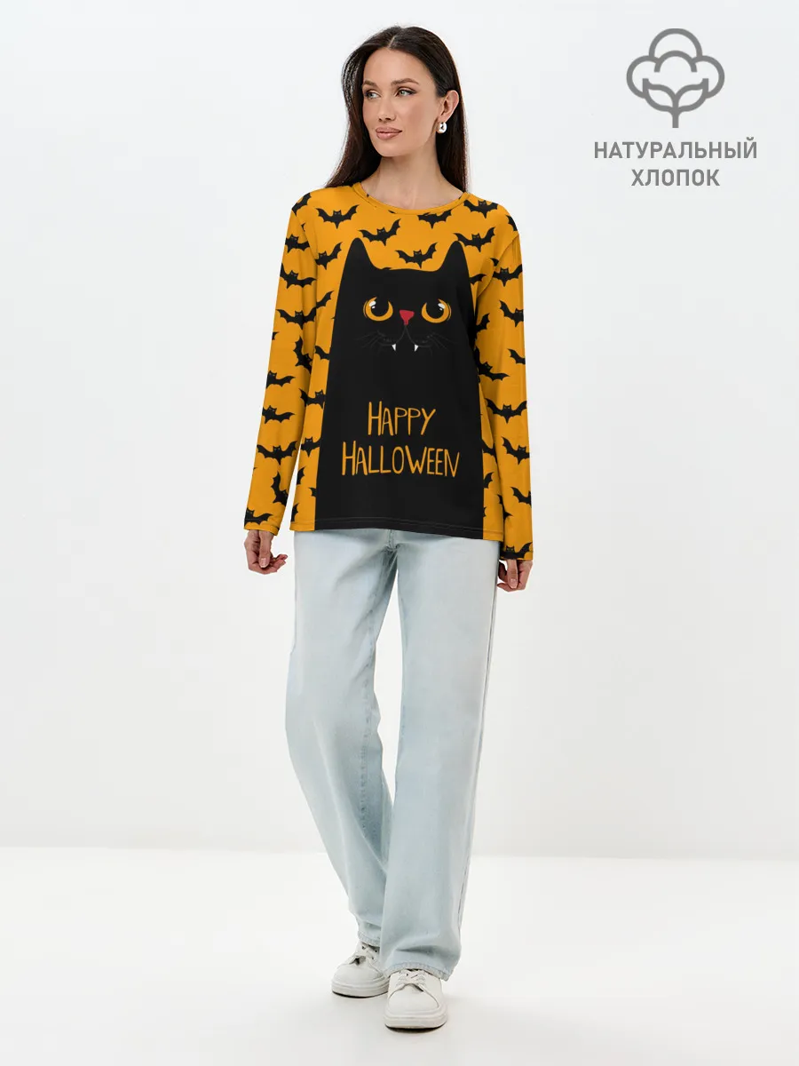 Лонгслив женский. Хлопок / Happy Halloween