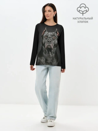 Лонгслив женский. Хлопок / Питбуль