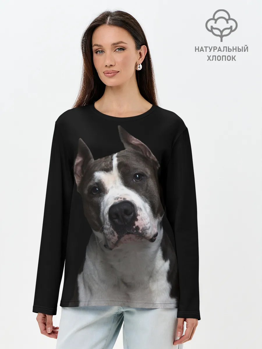 Лонгслив женский. Хлопок / Американский питбуль