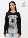 Лонгслив женский. Хлопок / Белый шнауцер