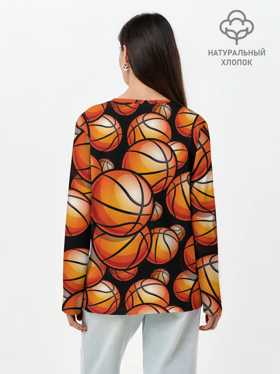 Лонгслив женский. Хлопок / Баскетбольные мячи