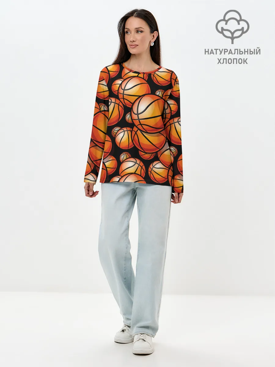 Лонгслив женский. Хлопок / Баскетбольные мячи