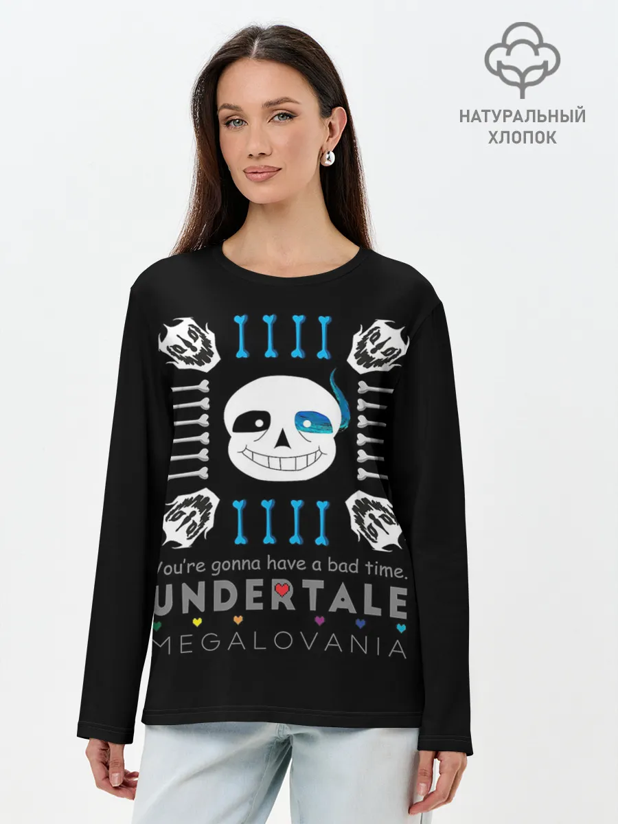 Лонгслив женский. Хлопок / Undertale