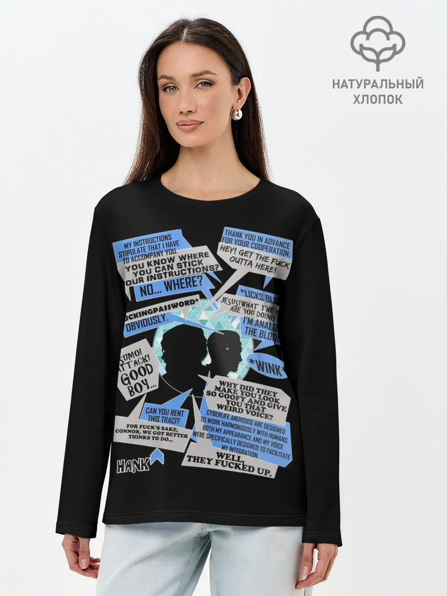 Лонгслив женский. Хлопок / Detroit fan art