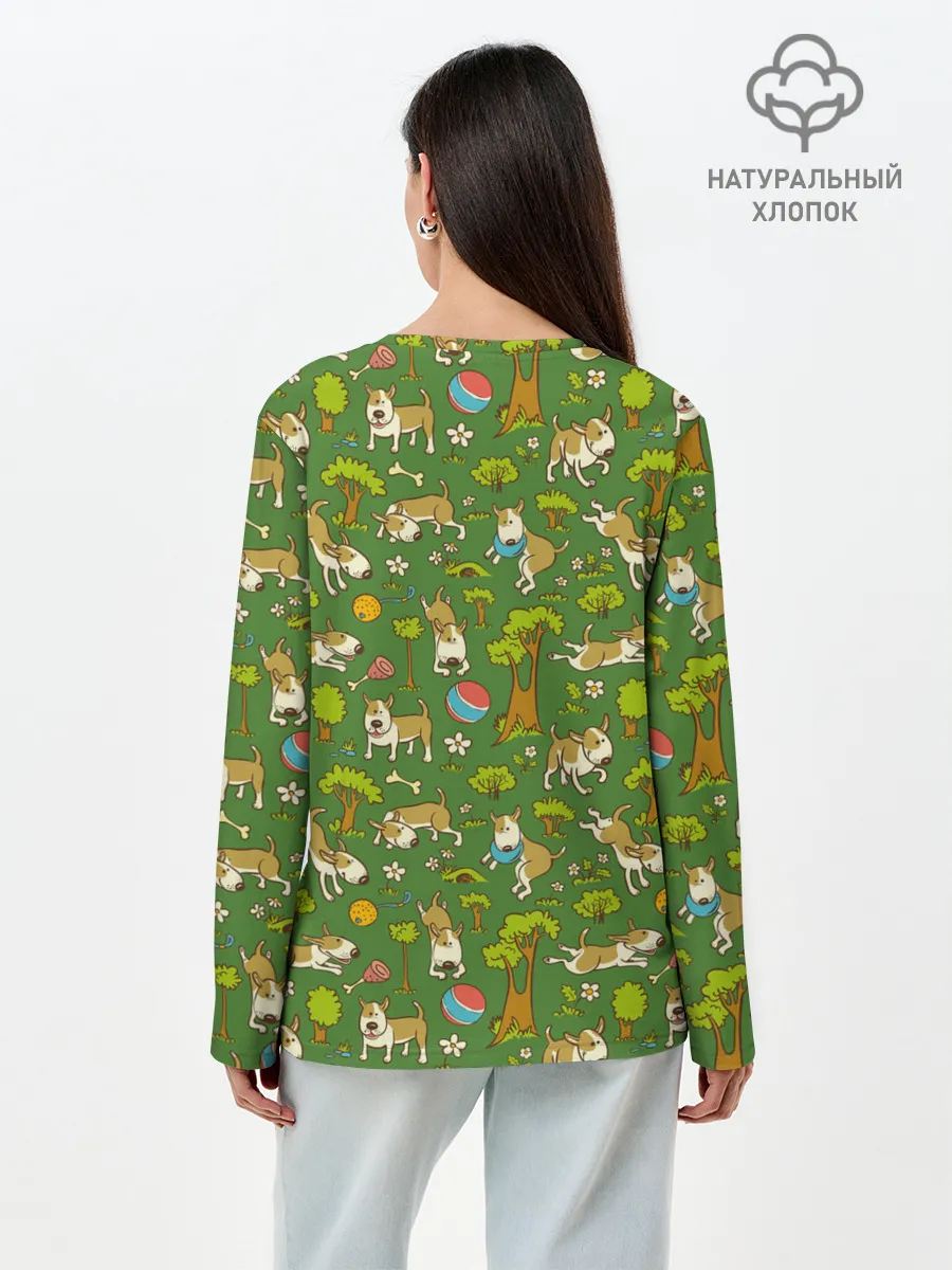 Лонгслив женский. Хлопок / Забавные собаки