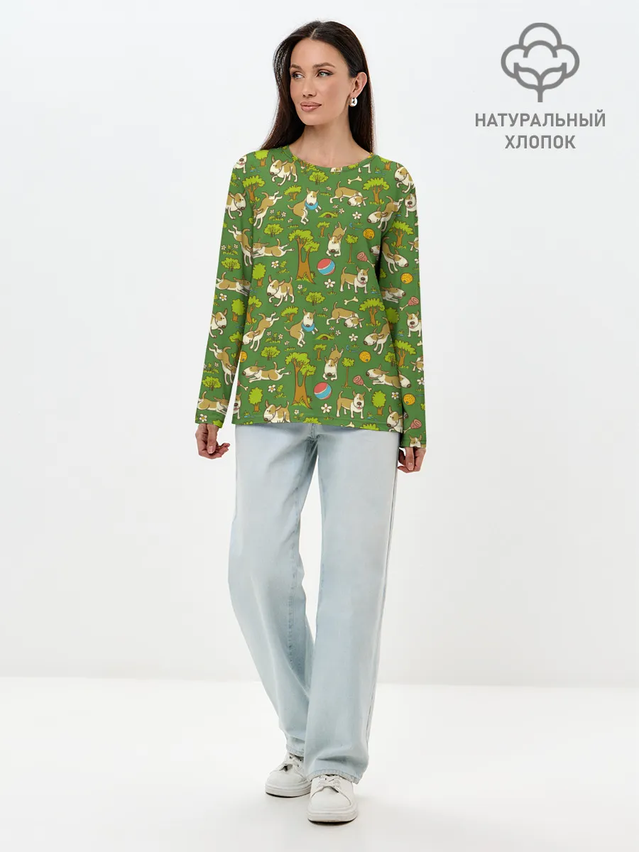 Лонгслив женский. Хлопок / Забавные собаки