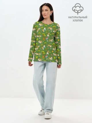 Лонгслив женский. Хлопок / Забавные собаки