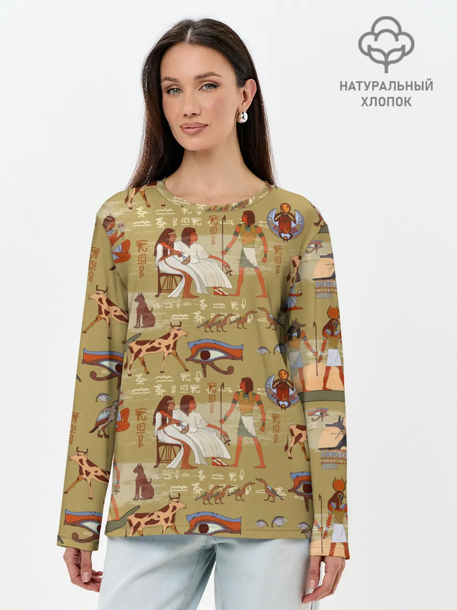 Лонгслив женский. Хлопок / Египетские Боги