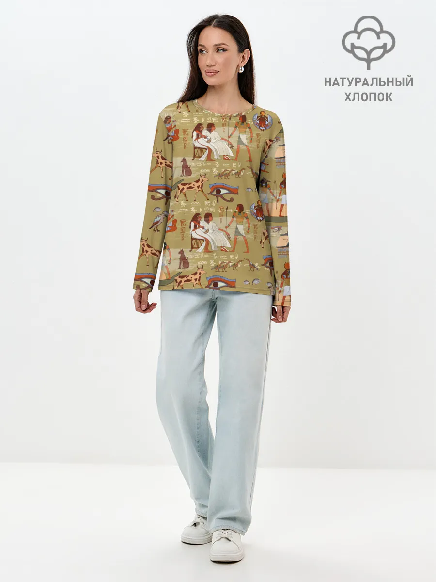 Лонгслив женский. Хлопок / Египетские Боги