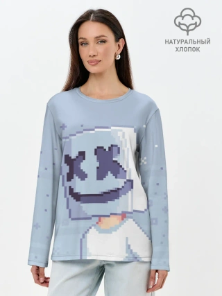 Лонгслив женский. Хлопок / Marshmello Pixel
