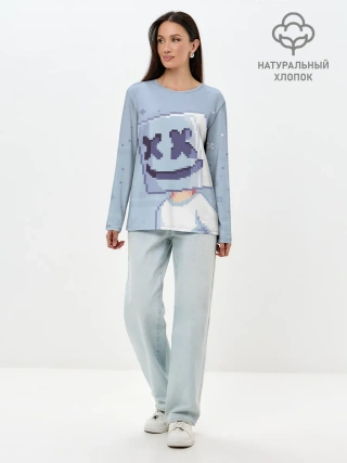 Лонгслив женский. Хлопок / Marshmello Pixel