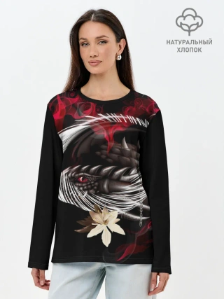 Лонгслив женский. Хлопок / Дракон