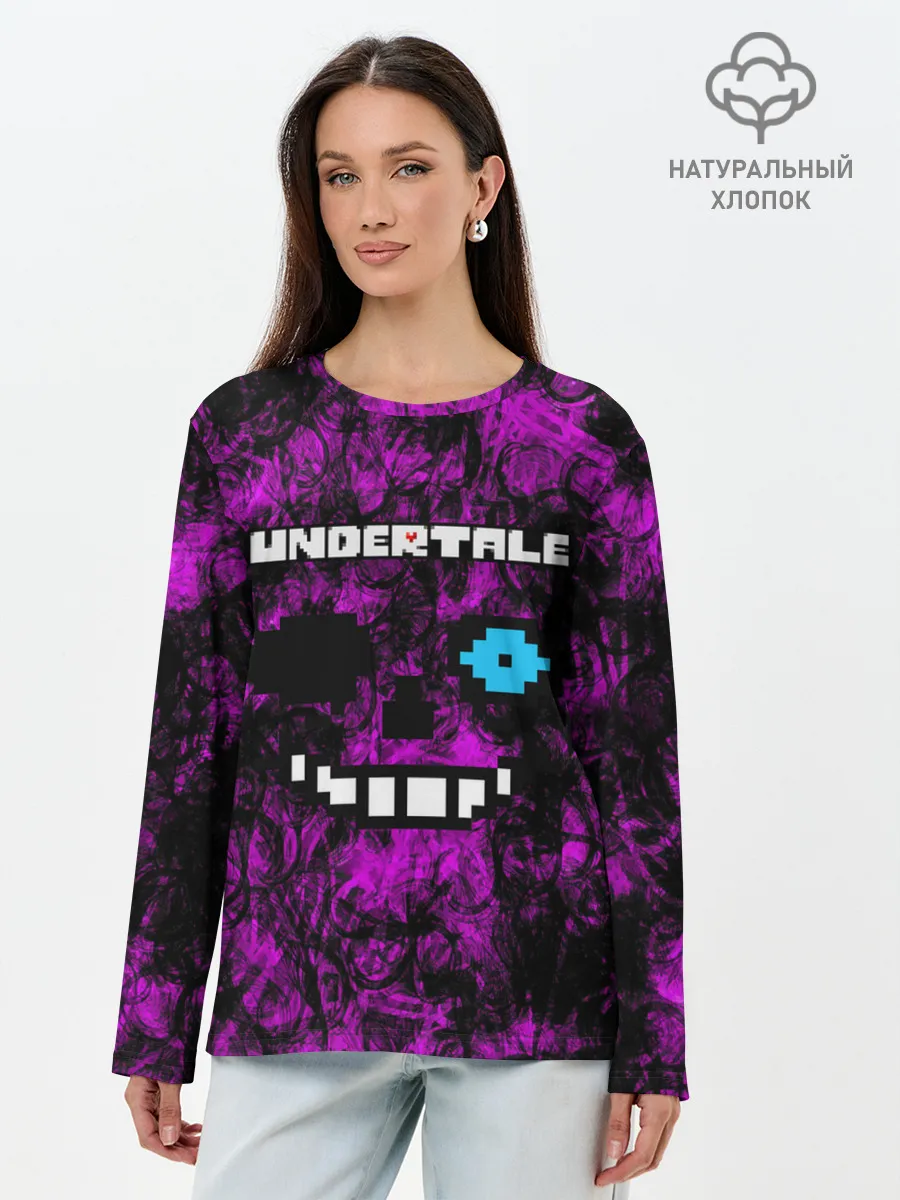 Лонгслив женский. Хлопок / Undertale Sans.