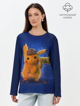 Лонгслив женский. Хлопок / Pikachu Pika Pika