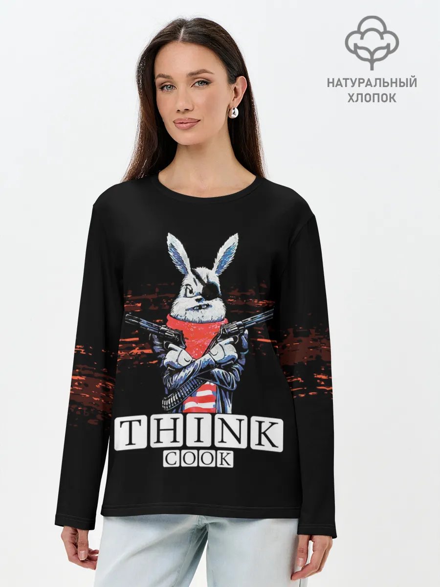 Лонгслив женский. Хлопок / Кролик с Пистолетами: Измайлов