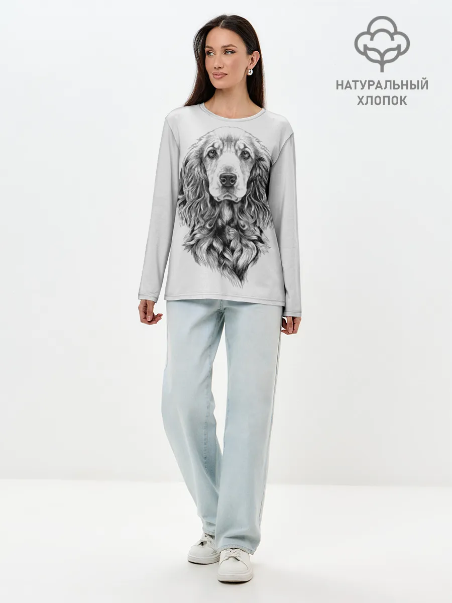 Лонгслив женский. Хлопок / Кокер спаниель