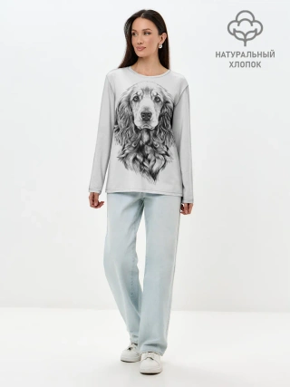 Лонгслив женский. Хлопок / Кокер спаниель