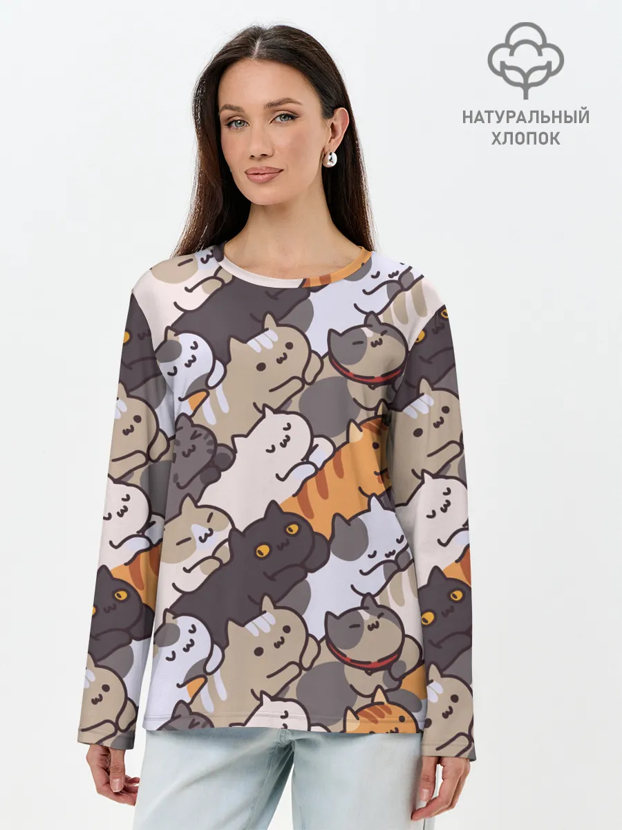 Лонгслив женский. Хлопок / Котомания