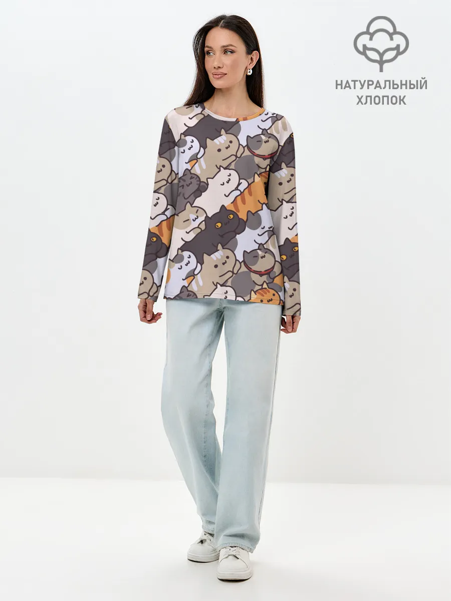 Лонгслив женский. Хлопок / Котомания