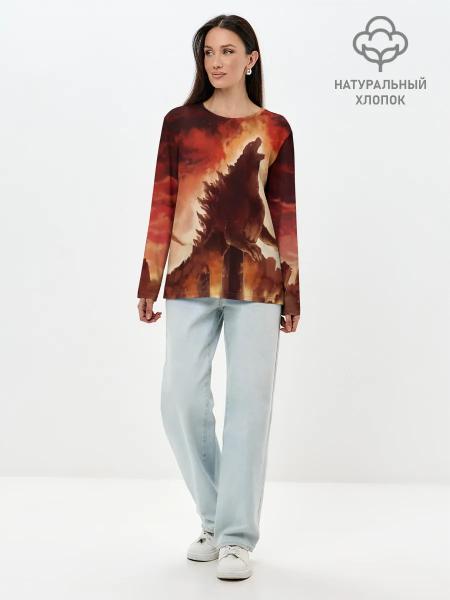 Лонгслив женский. Хлопок / GODZILLA