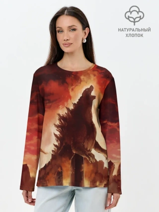 Лонгслив женский. Хлопок / GODZILLA