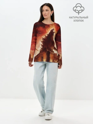 Лонгслив женский. Хлопок / GODZILLA