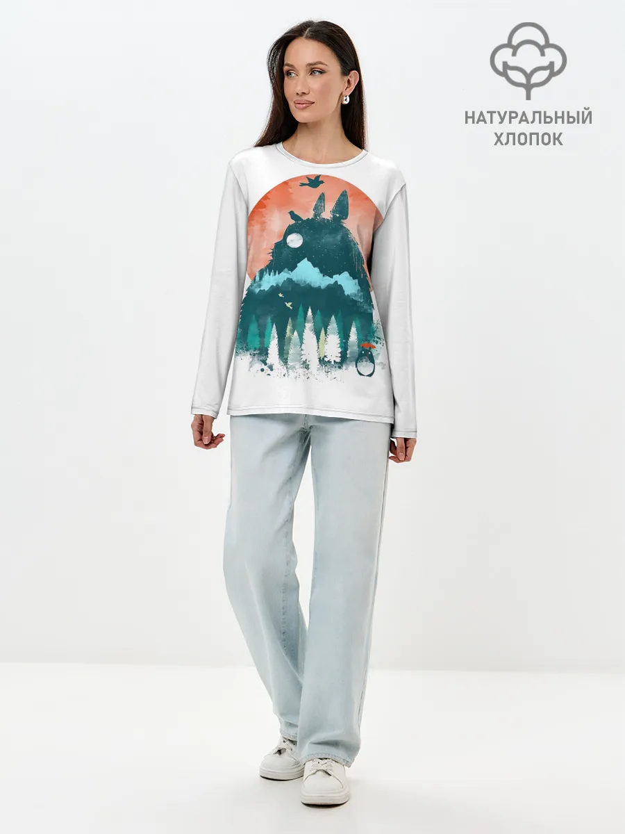 Лонгслив женский. Хлопок / Силуэт Тоторо