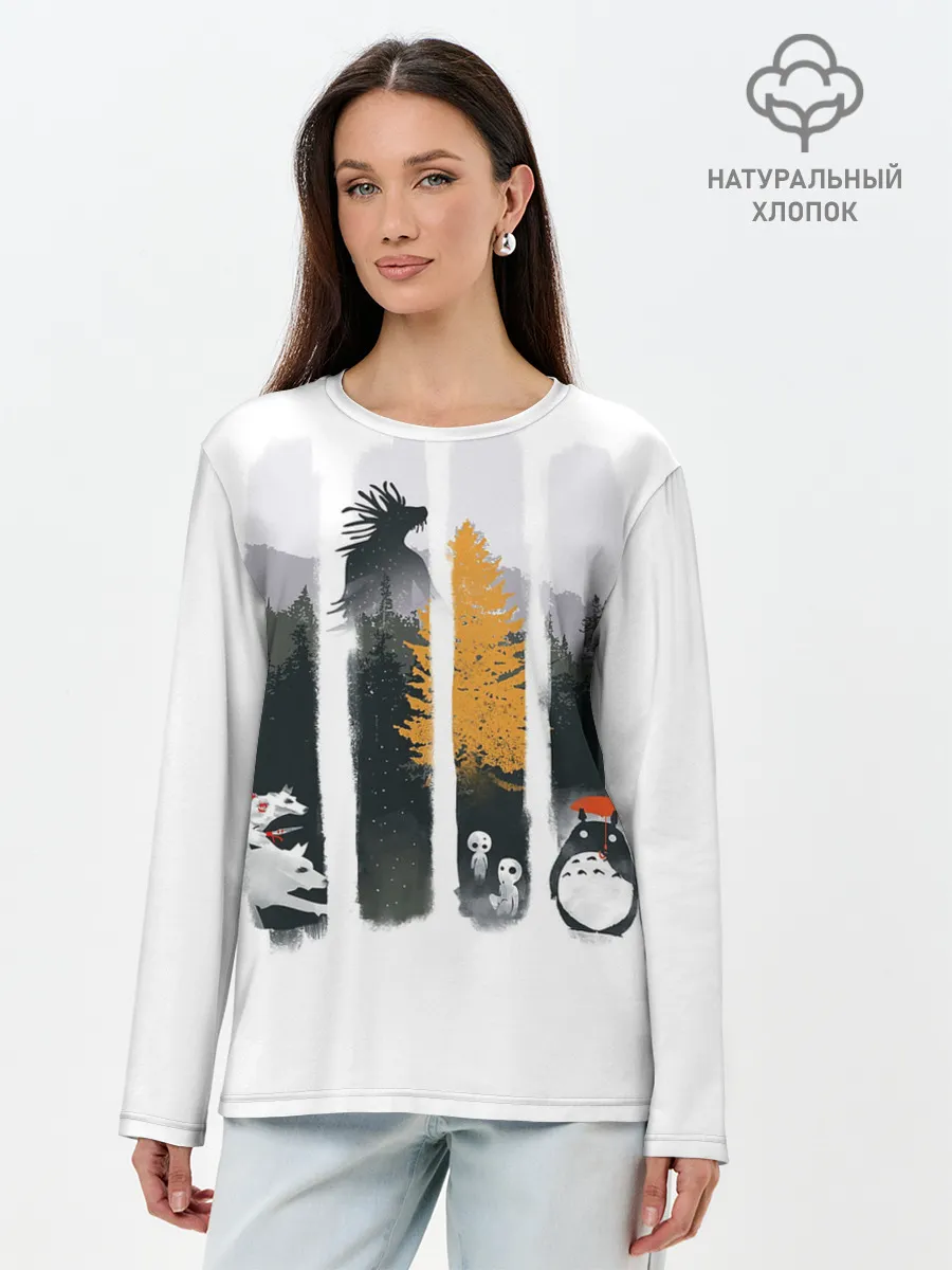 Лонгслив женский. Хлопок / Четыре хранителя леса