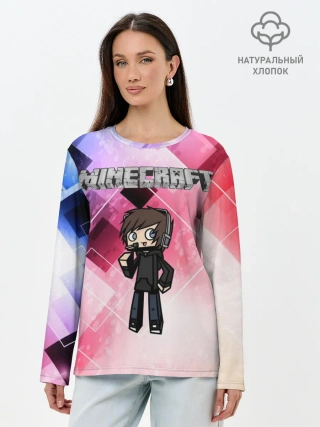 Лонгслив женский. Хлопок / Майнкрафт