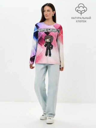 Лонгслив женский. Хлопок / Майнкрафт