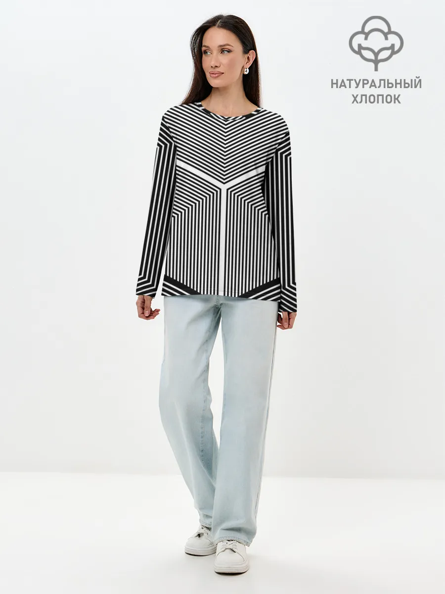 Лонгслив женский. Хлопок / Полосы