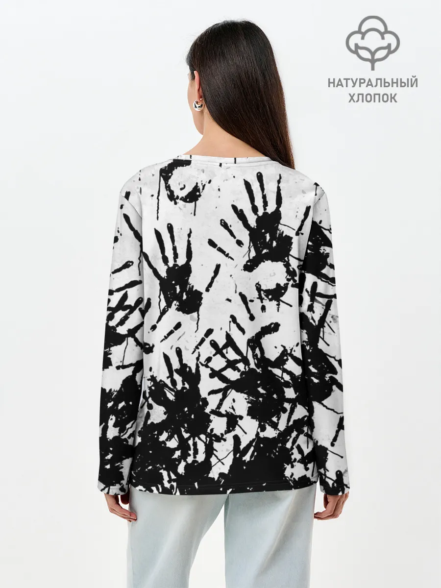 Лонгслив женский. Хлопок / Отпечатки - DEATH STRANDING