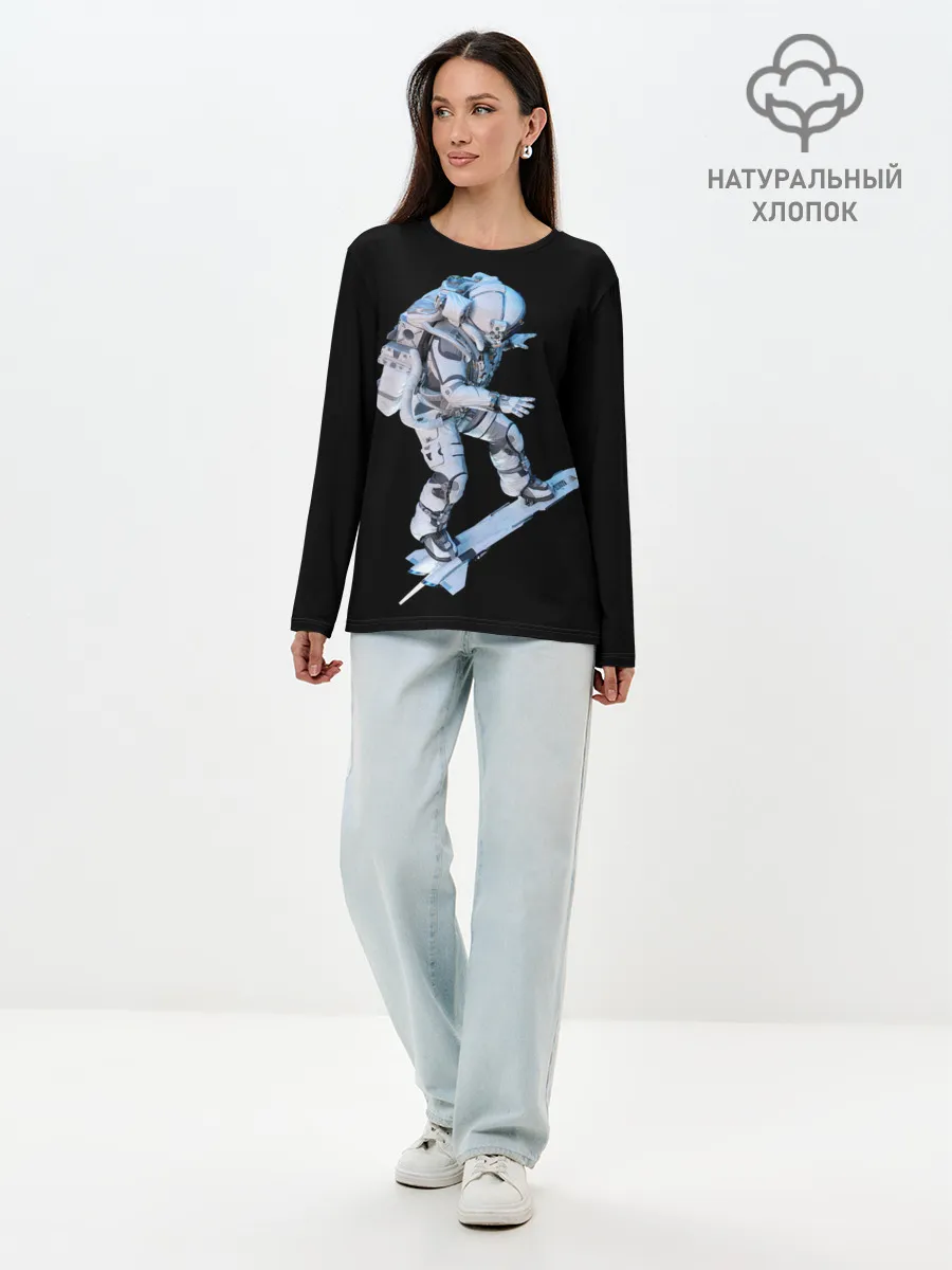 Лонгслив женский. Хлопок / Космонавт