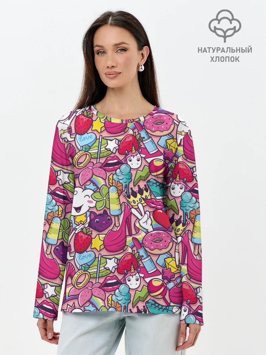 Лонгслив женский. Хлопок / Девчачьи радости