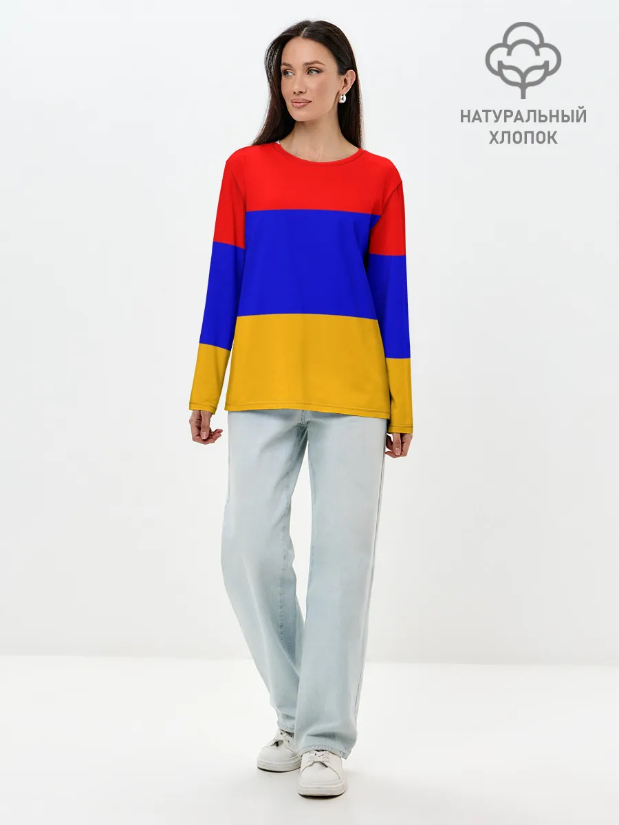 Лонгслив женский. Хлопок / Армения. Флаг.