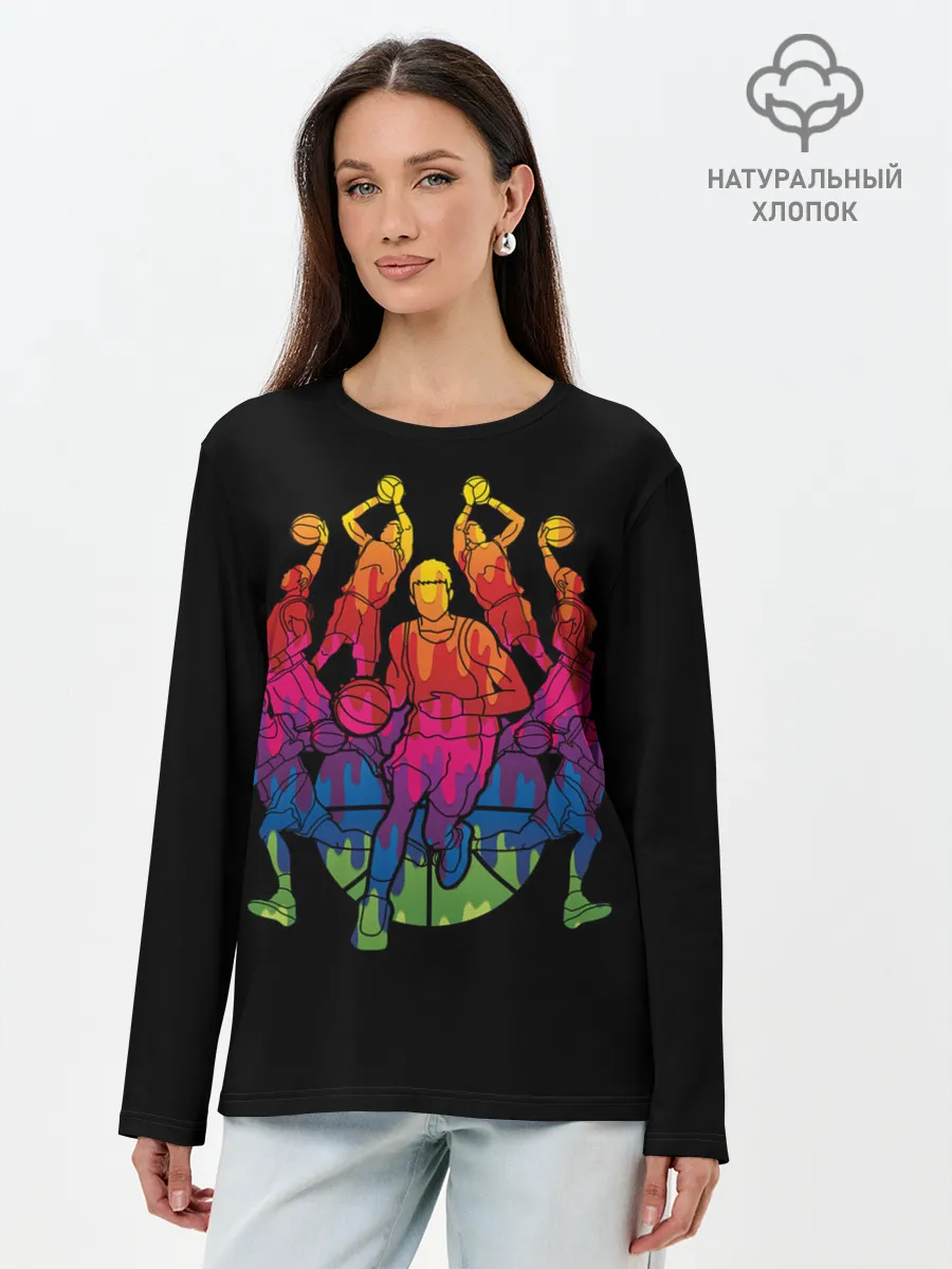 Лонгслив женский. Хлопок / Баскетбол