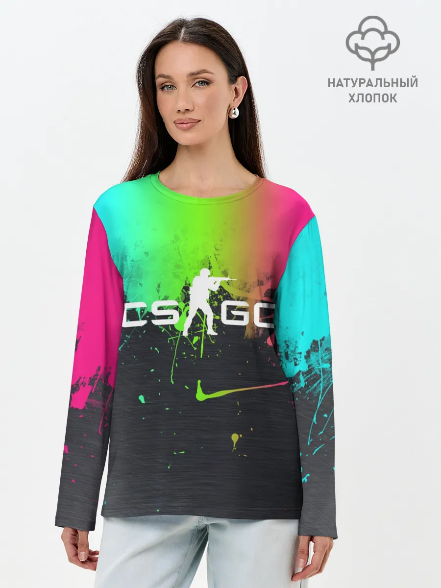 Лонгслив женский. Хлопок / Фосфор CS:Go