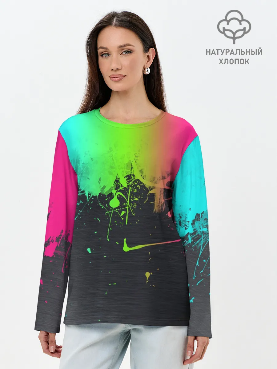 Лонгслив женский. Хлопок / Фосфор